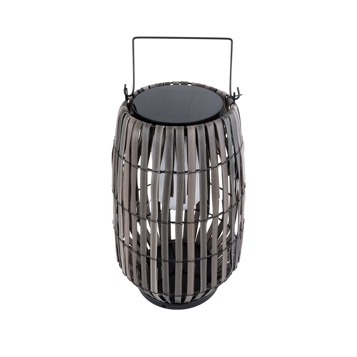 GloboStar® NETLEY 02306 Boho Αυτόνομο Ηλιακό Κρεμαστό/Επιτραπέζιο Φωτιστικό Φαναράκι LED SMD 5W 200lm - Φ30 x Υ50cm - με Ενσωματωμένη Μπαταρία 600mAh - Φωτοβολταϊκό Πάνελ και Αισθητήρα Ημέρας-Νύχτας με Ασύρματο Χειριστήριο IR Γκρι Μπαμπού Αδιάβροχο IP65 Θ