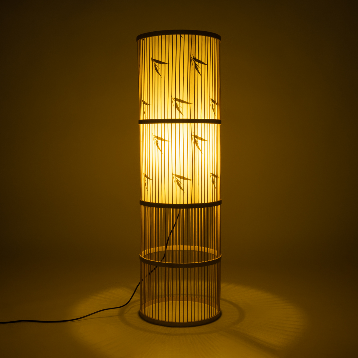 GloboStar® FALKLAND 02307 Boho Επιδαπέδιο Φωτιστικό Μονόφωτο 1 x E27 IP20 Μπεζ Ξύλο με Λευκό Ύφασμα - Μ30 x Π30 x Υ100cm