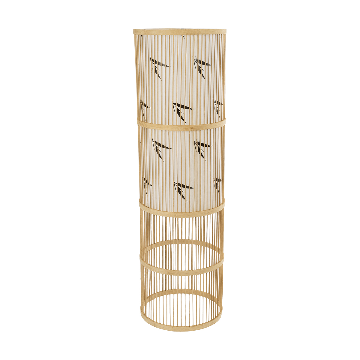 GloboStar® FALKLAND 02307 Boho Επιδαπέδιο Φωτιστικό Μονόφωτο 1 x E27 IP20 Μπεζ Ξύλο με Λευκό Ύφασμα - Μ30 x Π30 x Υ100cm