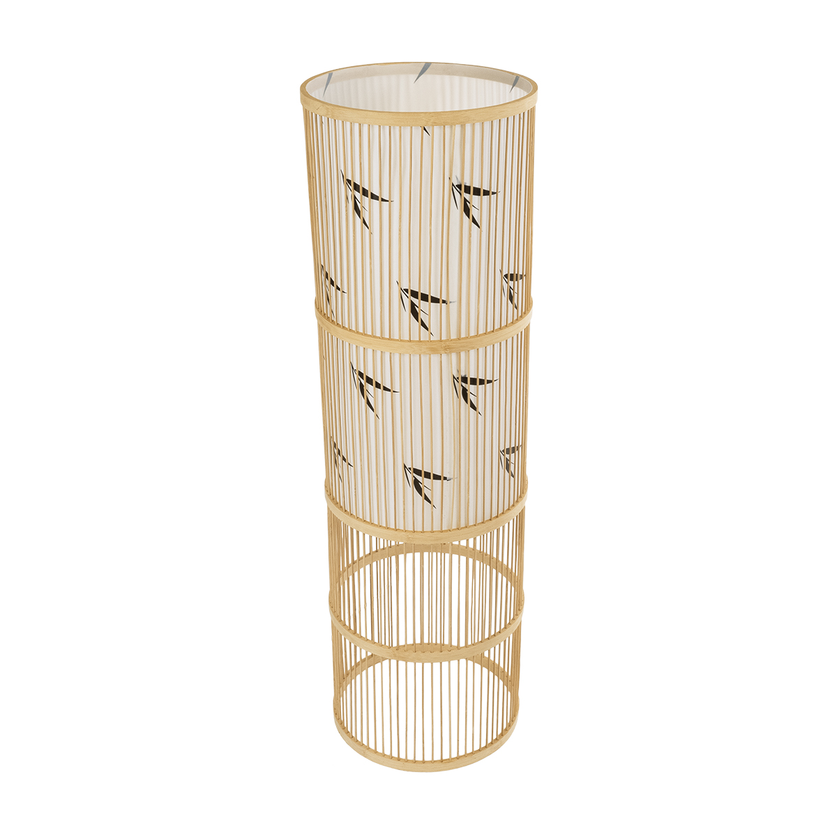 GloboStar® FALKLAND 02307 Boho Επιδαπέδιο Φωτιστικό Μονόφωτο 1 x E27 IP20 Μπεζ Ξύλο με Λευκό Ύφασμα - Μ30 x Π30 x Υ100cm