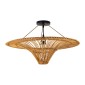 GloboStar® PALERMO 02308 Boho Φωτιστικό Οροφής Πλέγμα Μονόφωτο 1 x E27 IP20 Καφέ Ξύλο - Μ60 x Π60 x Υ36cm