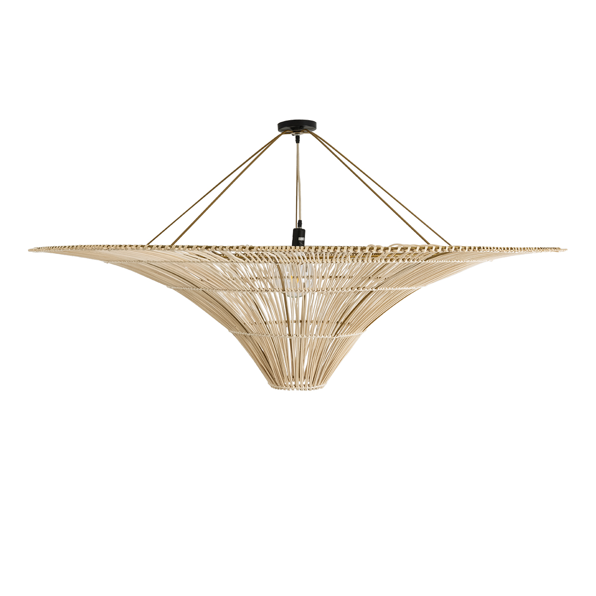 GloboStar® PALERMO 02309 Boho Φωτιστικό Οροφής Πλέγμα Μονόφωτο 1 x E27 IP20 Μπεζ Ξύλο - Μ150 x Π150 x Υ78cm