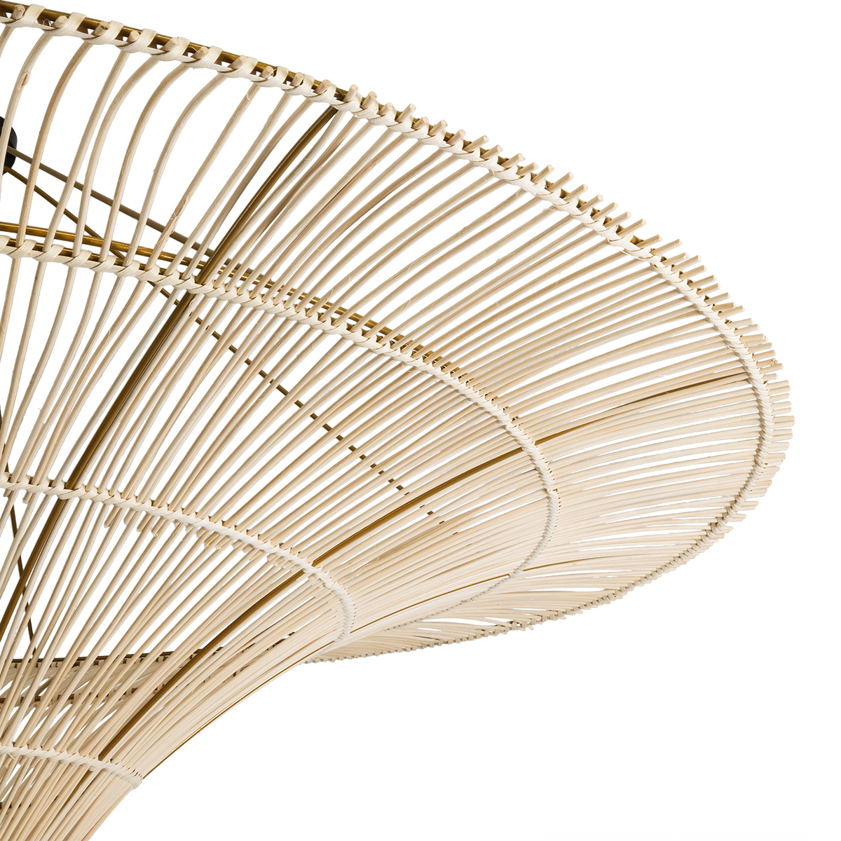 GloboStar® PALERMO 02309 Boho Φωτιστικό Οροφής Πλέγμα Μονόφωτο 1 x E27 IP20 Μπεζ Ξύλο - Μ150 x Π150 x Υ78cm