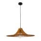 GloboStar® PALERMO 02310 Boho Κρεμαστό Φωτιστικό Πλέγμα Μονόφωτο 1 x E27 IP20 Καφέ Ξύλο - Μ60 x Π60 x Υ18cm