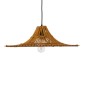 GloboStar® PALERMO 02310 Boho Κρεμαστό Φωτιστικό Πλέγμα Μονόφωτο 1 x E27 IP20 Καφέ Ξύλο - Μ60 x Π60 x Υ18cm