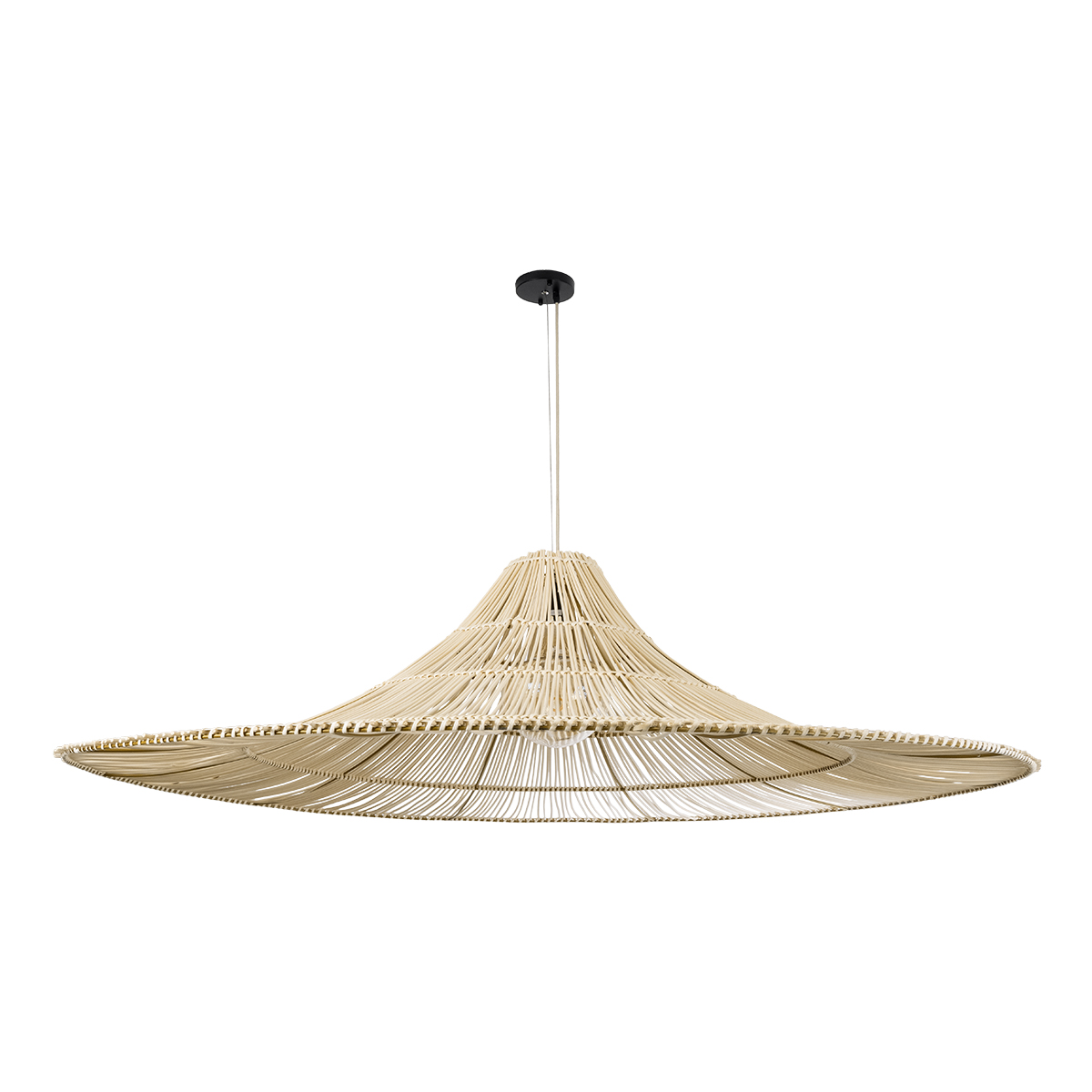 GloboStar® PALERMO 02311 Boho Κρεμαστό Φωτιστικό Πλέγμα Μονόφωτο 1 x E27 IP20 Μπεζ Ξύλο - Μ160 x Π160 x Υ45cm