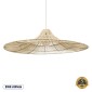 GloboStar® PALERMO 02311 Boho Κρεμαστό Φωτιστικό Πλέγμα Μονόφωτο 1 x E27 IP20 Μπεζ Ξύλο - Μ160 x Π160 x Υ45cm