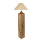 GloboStar® LAFRONTERA 02314 Boho Επιδαπέδιο Φωτιστικό Μονόφωτο 1 x E27 IP20 Καφέ Ξύλο με Μπεζ Ύφασμα - Μ55 x Π55 x Υ140cm