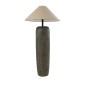 GloboStar® OLIANA 02315 Boho Επιδαπέδιο Φωτιστικό Μονόφωτο 1 x E27 IP20 Γκρι Κεραμικό με Μπεζ Ύφασμα - Μ55 x Π55 x Υ110cm