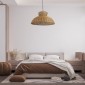 GloboStar® MALABO 02328 Boho Κρεμαστό Φωτιστικό Πλέγμα Μονόφωτο 1 x E27 IP20 Καφέ Ξύλο - Μ60 x Π60 x Υ31cm