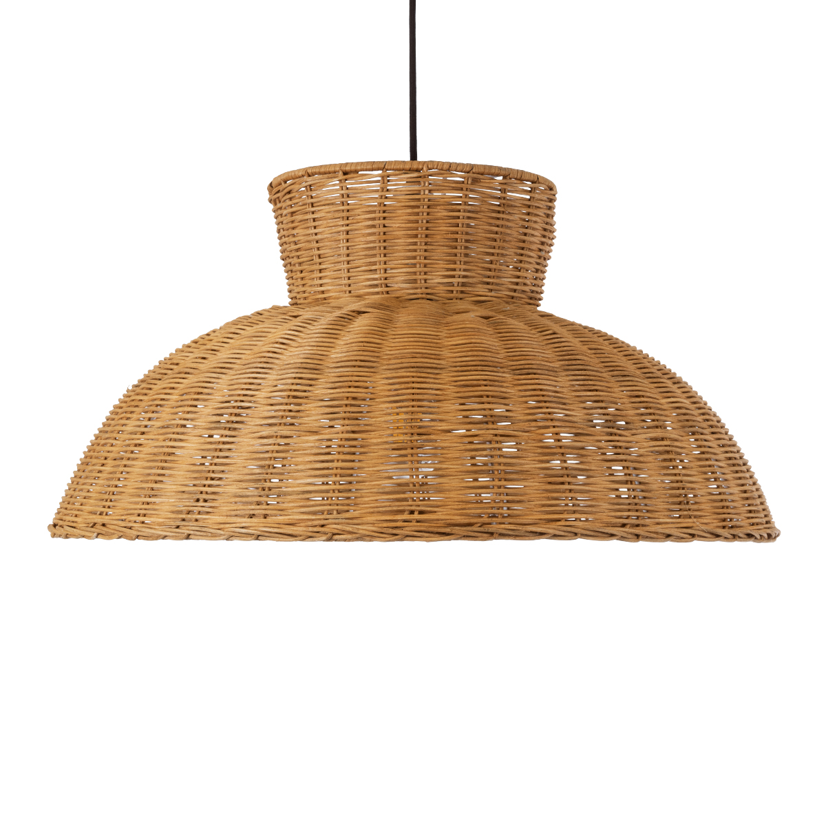 GloboStar® MALABO 02328 Boho Κρεμαστό Φωτιστικό Πλέγμα Μονόφωτο 1 x E27 IP20 Καφέ Ξύλο - Μ60 x Π60 x Υ31cm