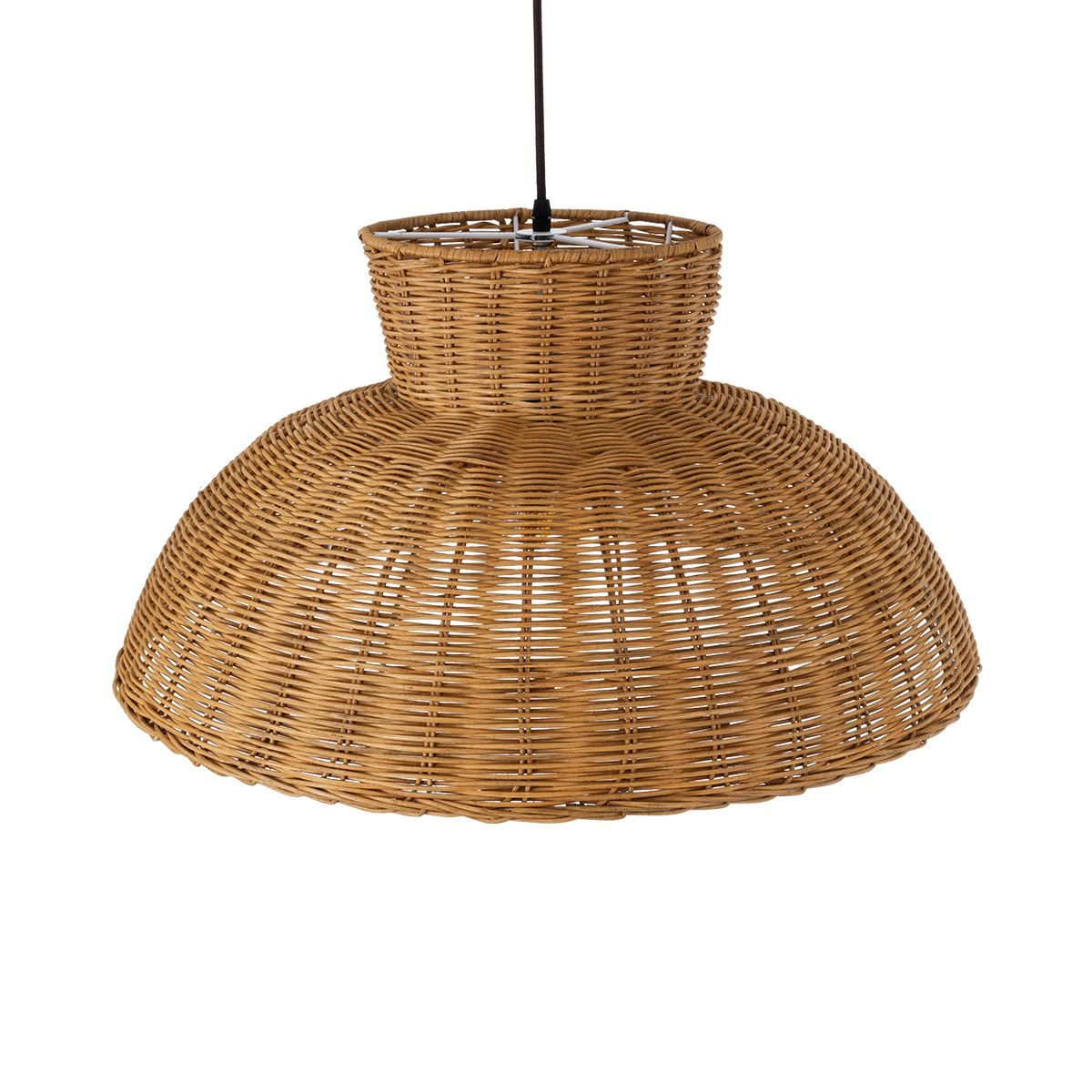 GloboStar® MALABO 02328 Boho Κρεμαστό Φωτιστικό Πλέγμα Μονόφωτο 1 x E27 IP20 Καφέ Ξύλο - Μ60 x Π60 x Υ31cm