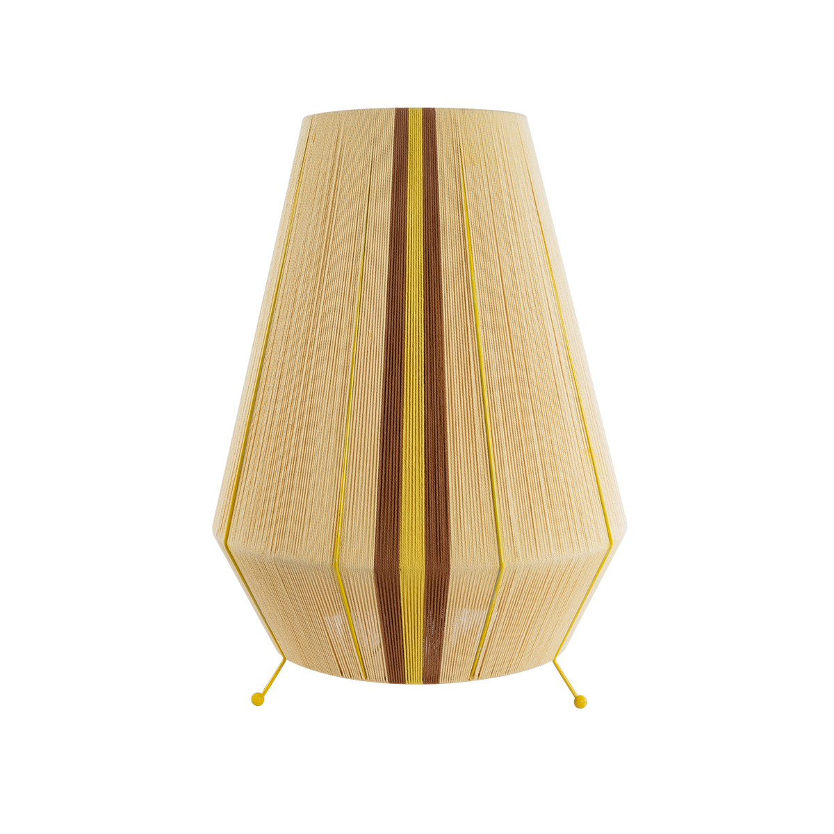 GloboStar® SALERNO 02331 Boho Επιδαπέδιο Φωτιστικό Μονόφωτο 1 x E27 IP20 Μπεζ, Καφε & Κίτρινο Νήμα - Μ50 x Π50 x Υ70cm