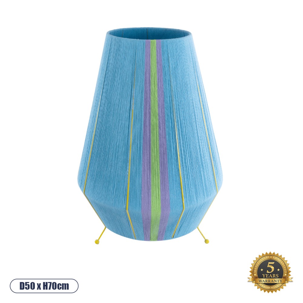GloboStar® SALERNO 02333 Boho Επιδαπέδιο Φωτιστικό Μονόφωτο 1 x E27 IP20 Πολύχρωμο Νήμα - Μ50 x Π50 x Υ70cm