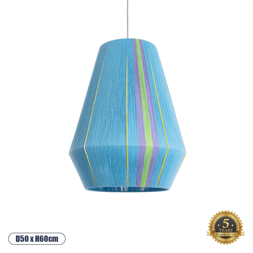 GloboStar® SALERNO 02336 Boho Κρεμαστό Φωτιστικό Πλέγμα Μονόφωτο 1 x E27 IP20 Πολύχρωμο Νήμα - Μ50 x Π50 x Υ60cm