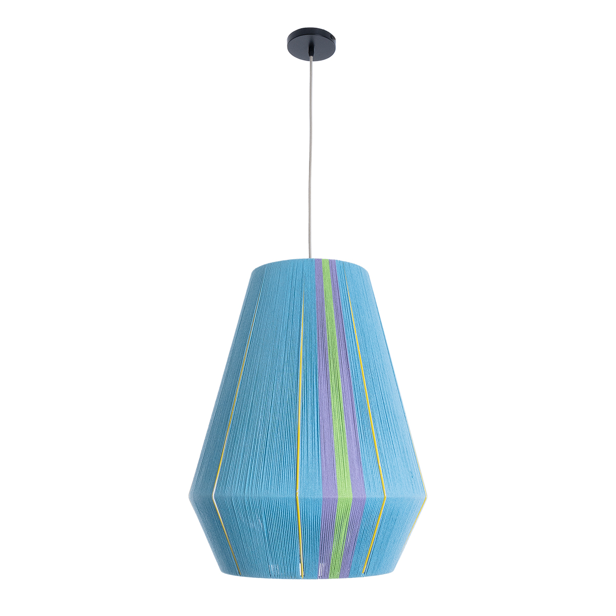 GloboStar® SALERNO 02336 Boho Κρεμαστό Φωτιστικό Πλέγμα Μονόφωτο 1 x E27 IP20 Πολύχρωμο Σχοινί - Μ50 x Π50 x Υ60cm