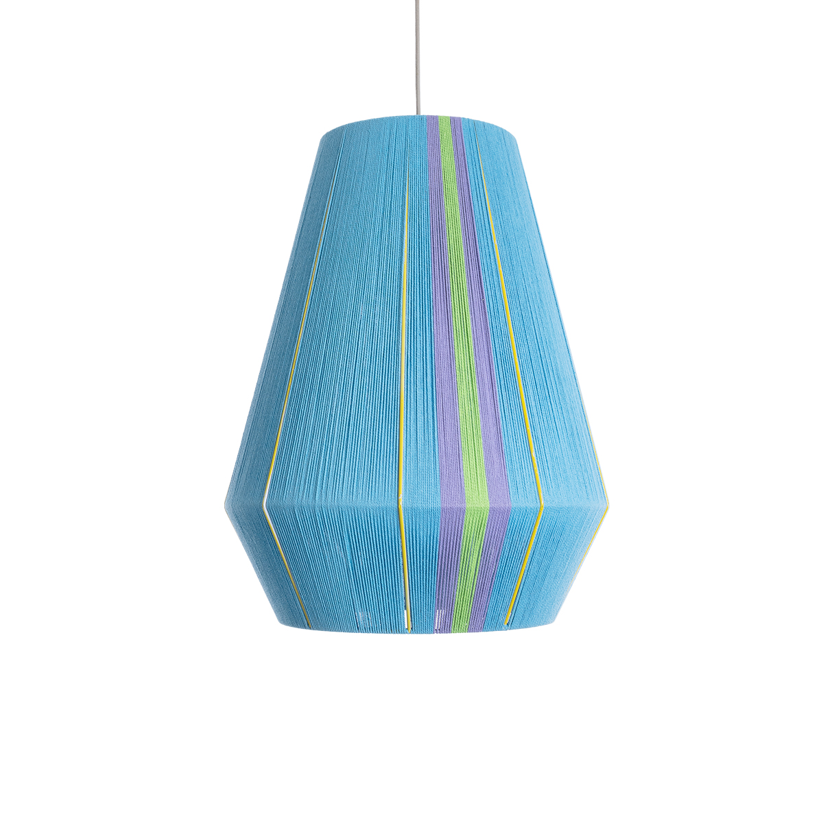 GloboStar® SALERNO 02336 Boho Κρεμαστό Φωτιστικό Πλέγμα Μονόφωτο 1 x E27 IP20 Πολύχρωμο Σχοινί - Μ50 x Π50 x Υ60cm