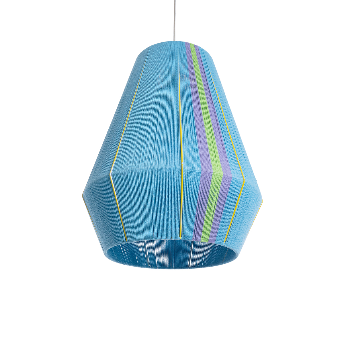 GloboStar® SALERNO 02336 Boho Κρεμαστό Φωτιστικό Πλέγμα Μονόφωτο 1 x E27 IP20 Πολύχρωμο Σχοινί - Μ50 x Π50 x Υ60cm