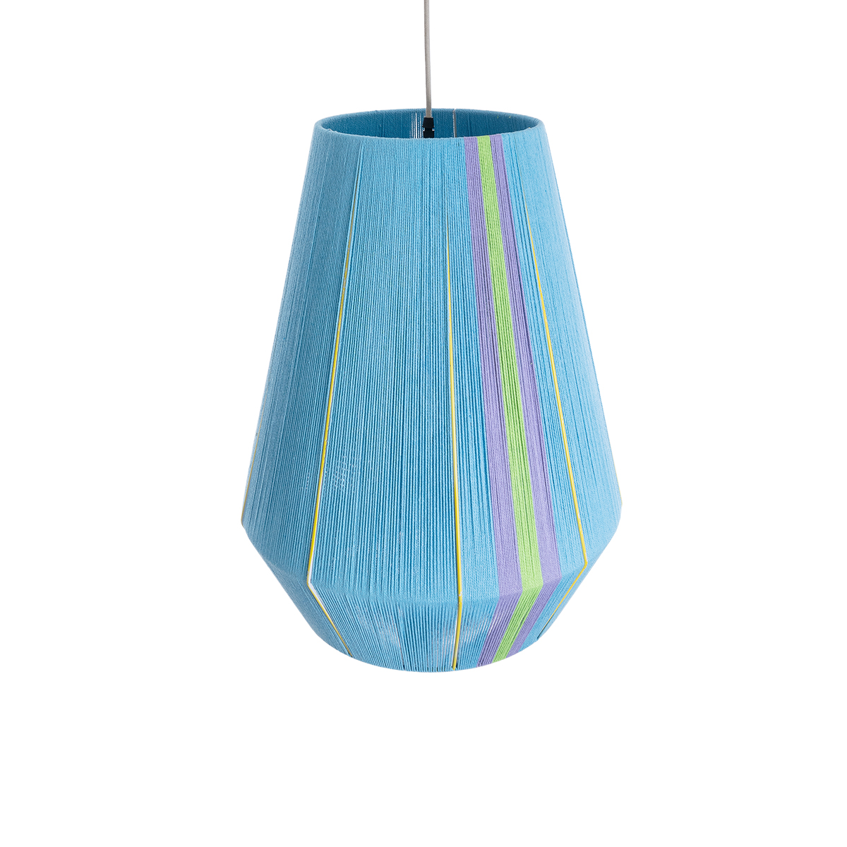 GloboStar® SALERNO 02336 Boho Κρεμαστό Φωτιστικό Πλέγμα Μονόφωτο 1 x E27 IP20 Πολύχρωμο Σχοινί - Μ50 x Π50 x Υ60cm
