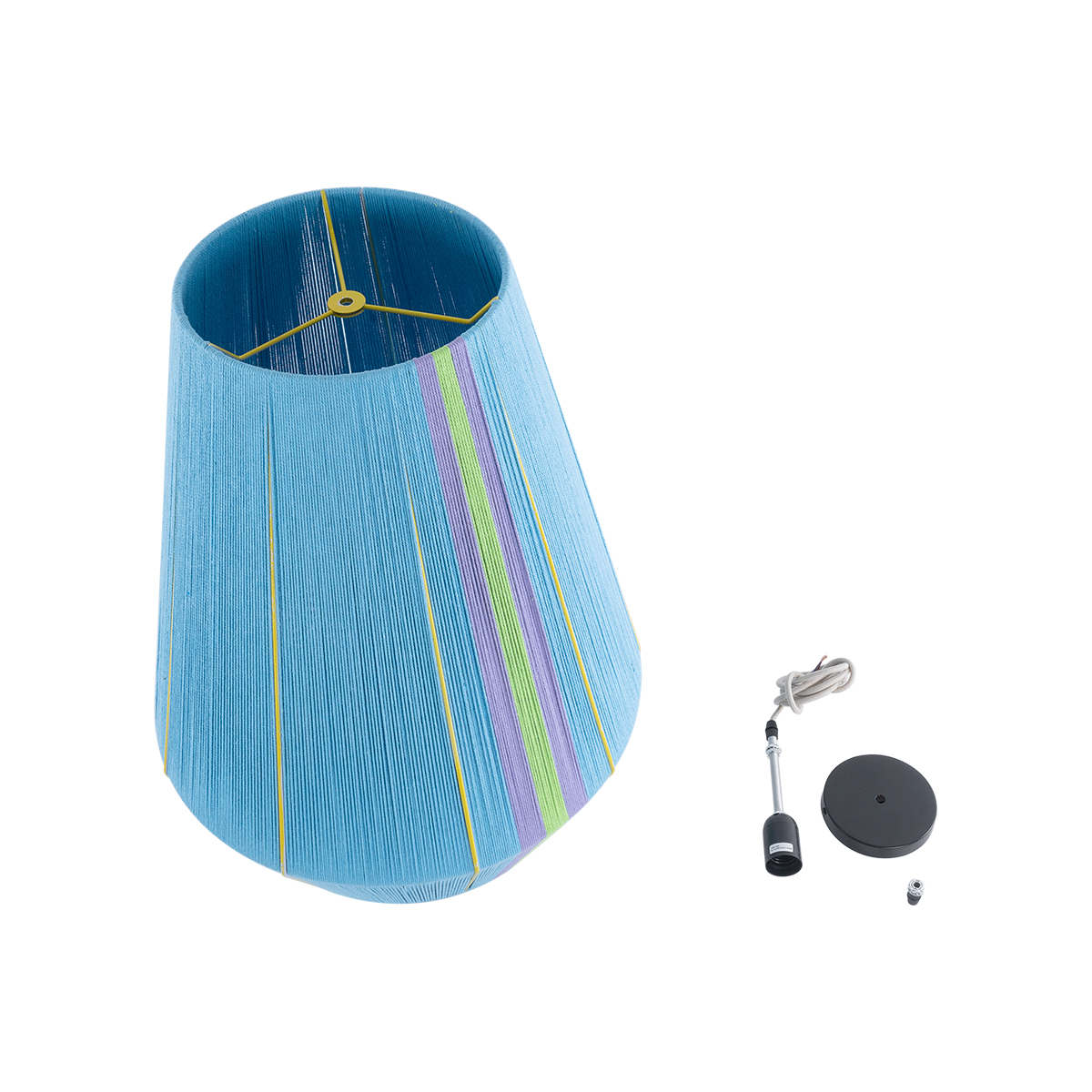 GloboStar® SALERNO 02336 Boho Κρεμαστό Φωτιστικό Πλέγμα Μονόφωτο 1 x E27 IP20 Πολύχρωμο Σχοινί - Μ50 x Π50 x Υ60cm
