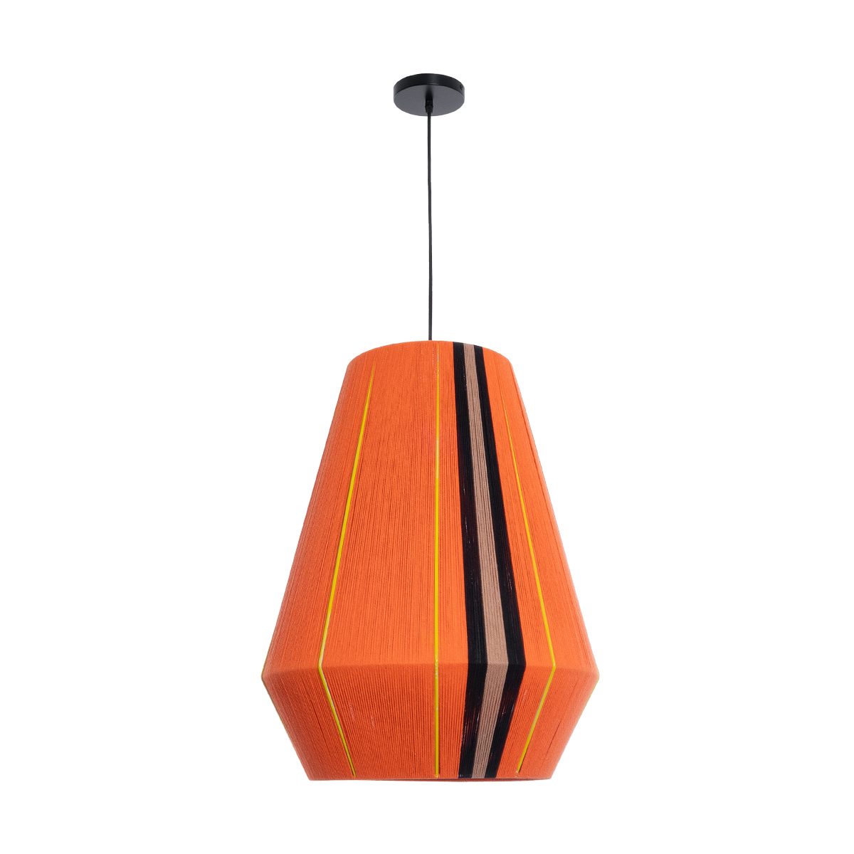 GloboStar® SALERNO 02337 Boho Κρεμαστό Φωτιστικό Πλέγμα Μονόφωτο 1 x E27 IP20 Πολύχρωμο Σχοινί - Μ50 x Π50 x Υ60cm
