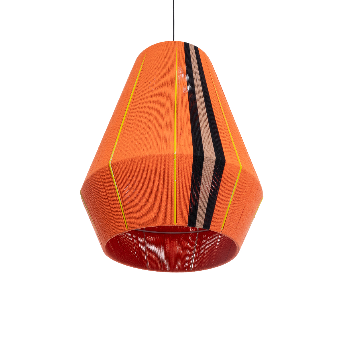 GloboStar® SALERNO 02337 Boho Κρεμαστό Φωτιστικό Πλέγμα Μονόφωτο 1 x E27 IP20 Πολύχρωμο Σχοινί - Μ50 x Π50 x Υ60cm
