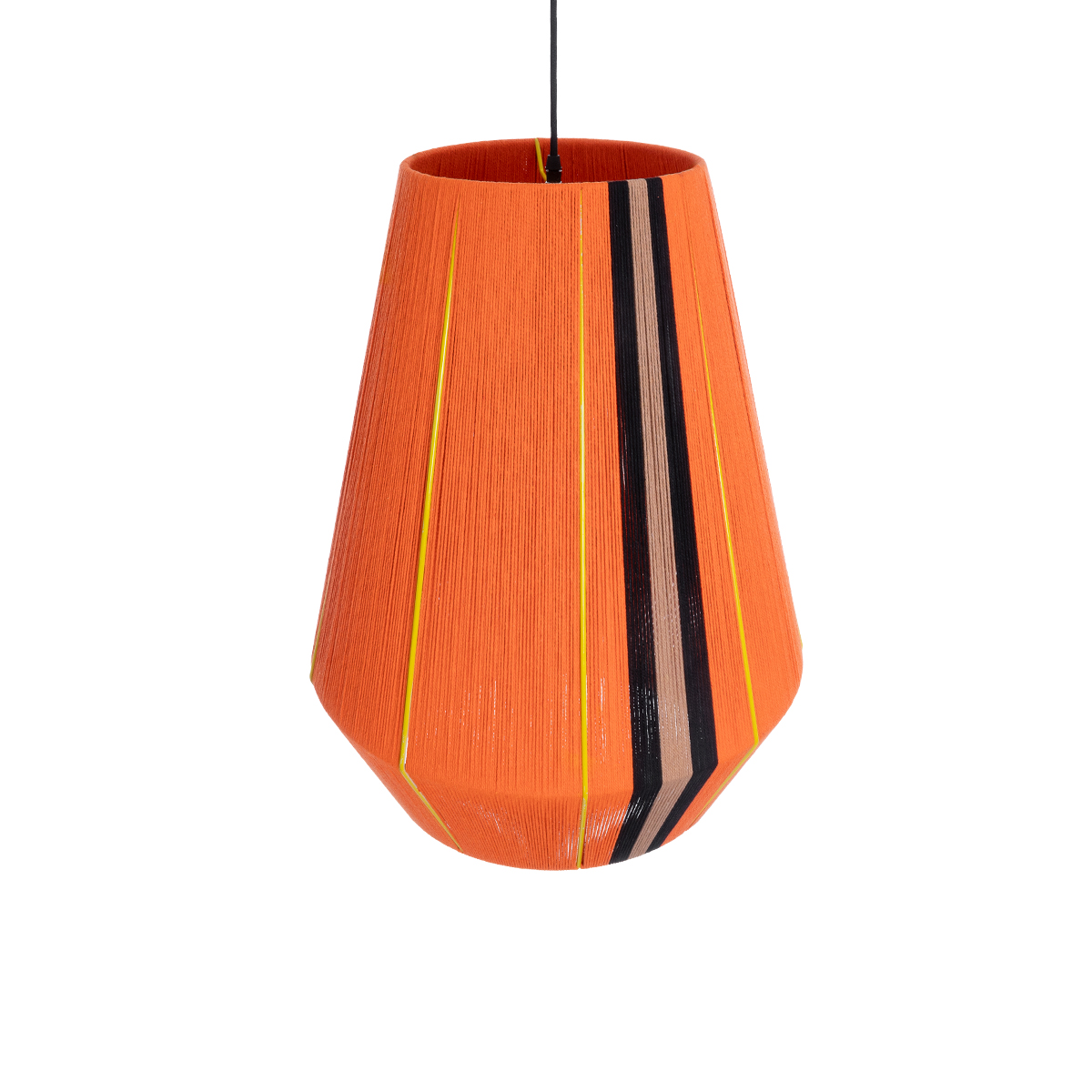 GloboStar® SALERNO 02337 Boho Κρεμαστό Φωτιστικό Πλέγμα Μονόφωτο 1 x E27 IP20 Πολύχρωμο Σχοινί - Μ50 x Π50 x Υ60cm