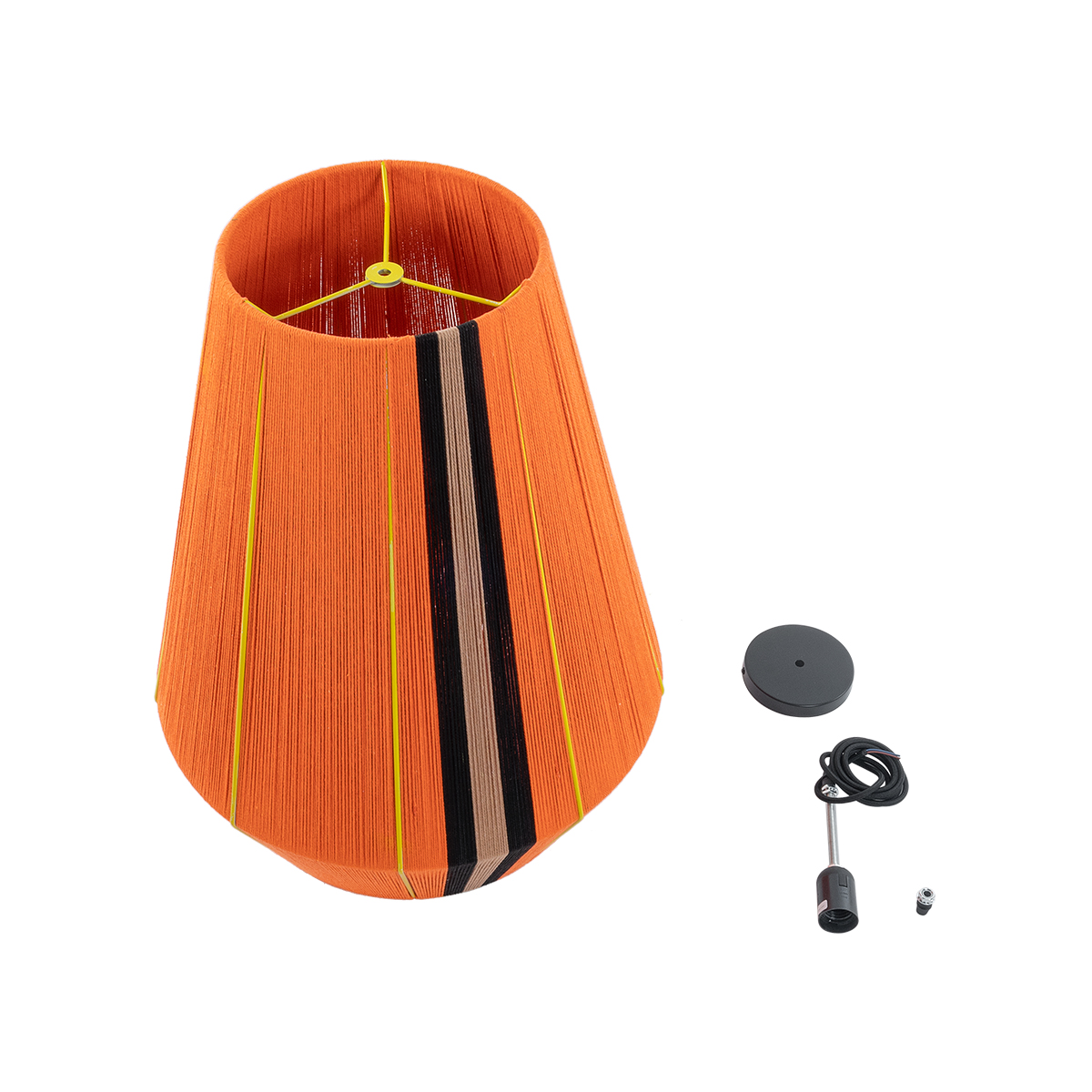 GloboStar® SALERNO 02337 Boho Κρεμαστό Φωτιστικό Πλέγμα Μονόφωτο 1 x E27 IP20 Πολύχρωμο Σχοινί - Μ50 x Π50 x Υ60cm