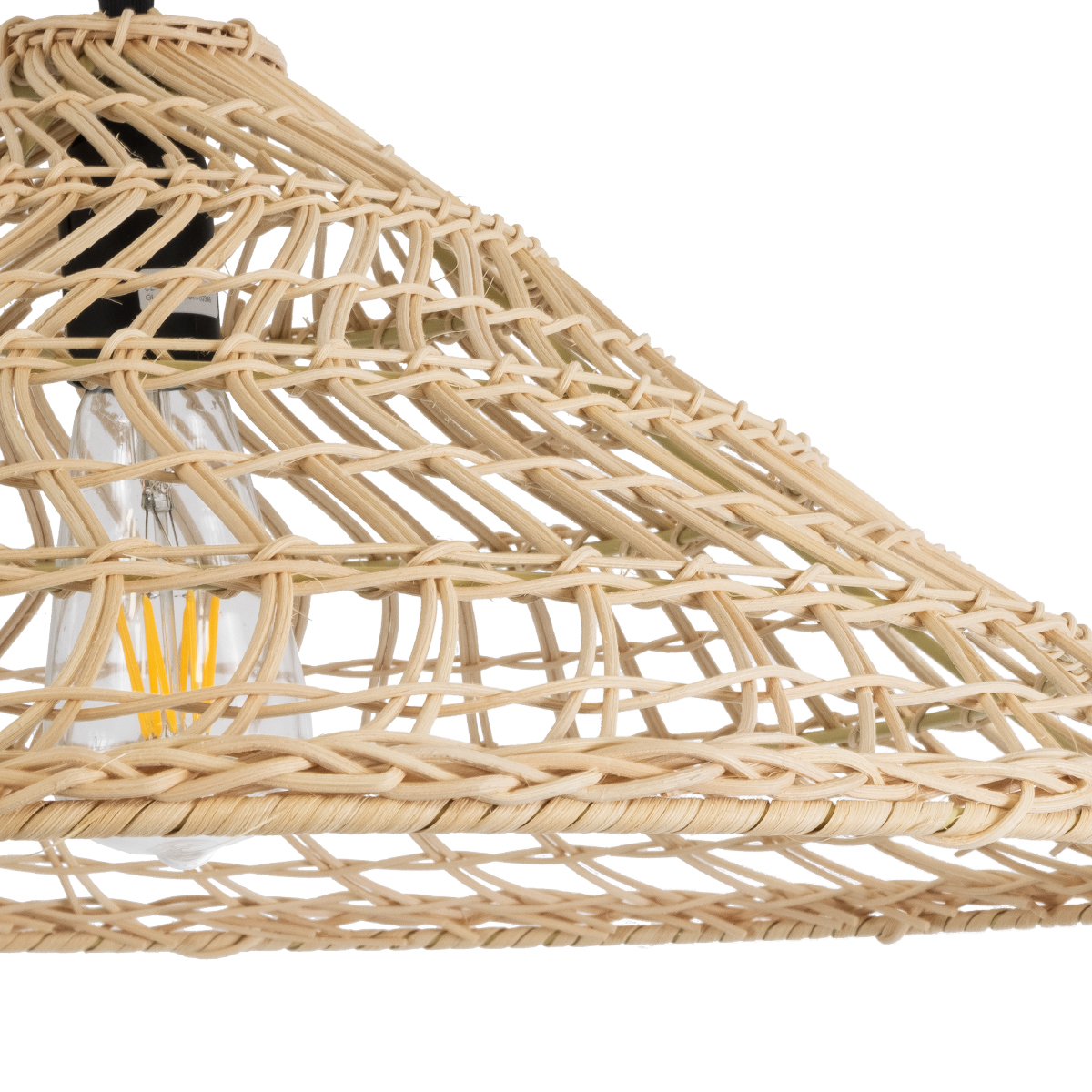 GloboStar® KAIA 02346 Boho Κρεμαστό Φωτιστικό Καμπάνα Μονόφωτο 1 x E27 IP20 Μπεζ Ξύλο - Μ60 x Π60 x Υ20cm