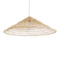 GloboStar® KAIA 02347 Boho Κρεμαστό Φωτιστικό Καμπάνα Μονόφωτο 1 x E27 IP20 Μπεζ Ξύλο - Μ80 x Π80 x Υ26cm