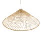 GloboStar® KAIA 02347 Boho Κρεμαστό Φωτιστικό Καμπάνα Μονόφωτο 1 x E27 IP20 Μπεζ Ξύλο - Μ80 x Π80 x Υ26cm