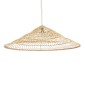 GloboStar® KAIA 02348 Boho Κρεμαστό Φωτιστικό Καμπάνα Μονόφωτο 1 x E27 IP20 Μπεζ Ξύλο - Μ100 x Π100 x Υ30cm
