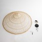 GloboStar® KAIA 02348 Boho Κρεμαστό Φωτιστικό Καμπάνα Μονόφωτο 1 x E27 IP20 Μπεζ Ξύλο - Μ100 x Π100 x Υ30cm