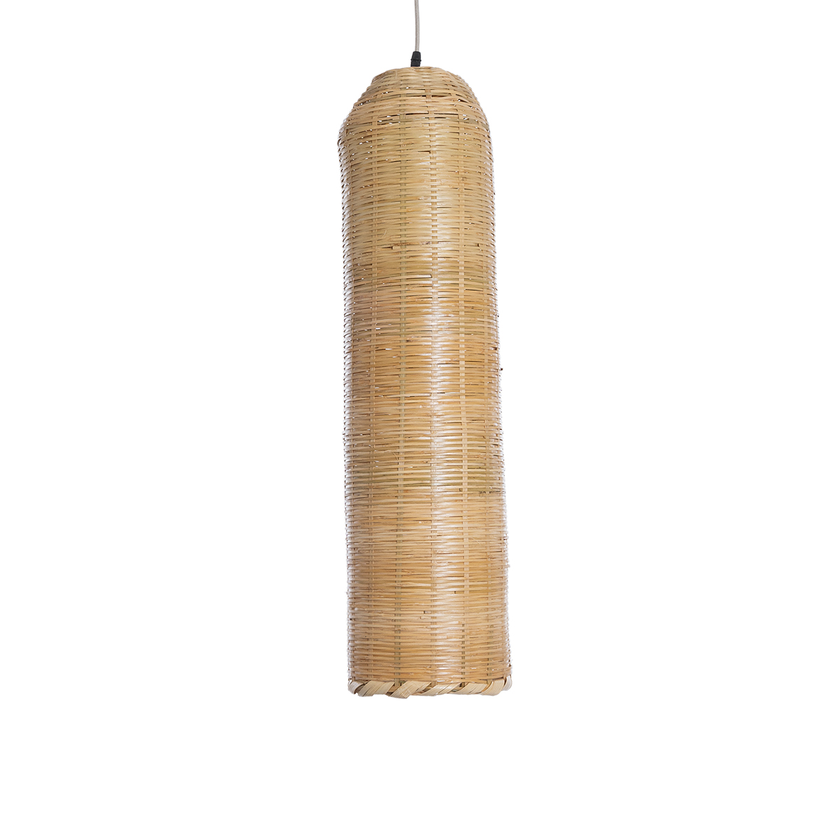 GloboStar® WAIKIKI 02349 Boho Κρεμαστό Φωτιστικό Πλέγμα Μονόφωτο 1 x E27 IP20 Μπεζ Ξύλο - Μ20 x Π20 x Υ80cm