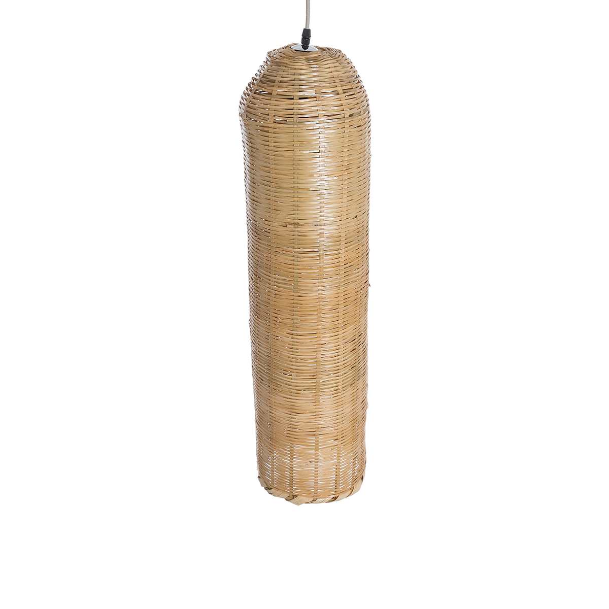 GloboStar® WAIKIKI 02349 Boho Κρεμαστό Φωτιστικό Πλέγμα Μονόφωτο 1 x E27 IP20 Μπεζ Ξύλο - Μ20 x Π20 x Υ80cm