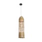 GloboStar® WAIKIKI 02350 Boho Κρεμαστό Φωτιστικό Πλέγμα Μονόφωτο 1 x E27 IP20 Μπεζ Ξύλο - Μ20 x Π20 x Υ80cm