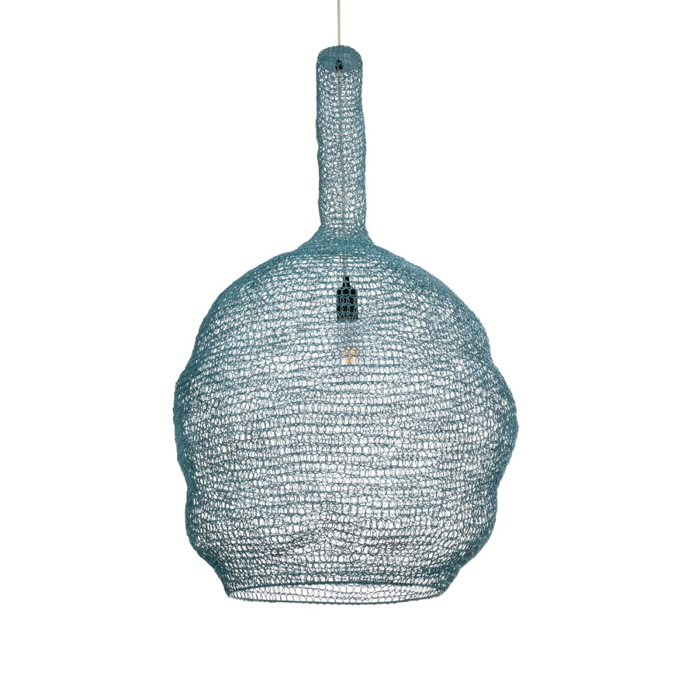 GloboStar® KENTUCKY 02355 Vintage Κρεμαστό Φωτιστικό Πλέγμα Μονόφωτο 1 x E27 IP20 Πράσινο Μέταλλο - Μ60 x Π60 x Υ90cm