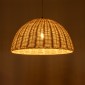 GloboStar® MONTANA 02378 Boho Κρεμαστό Φωτιστικό Καμπάνα Μονόφωτο 1 x E27 IP20 Μπεζ Ξύλο - Μ50 x Π50 x Υ25cm