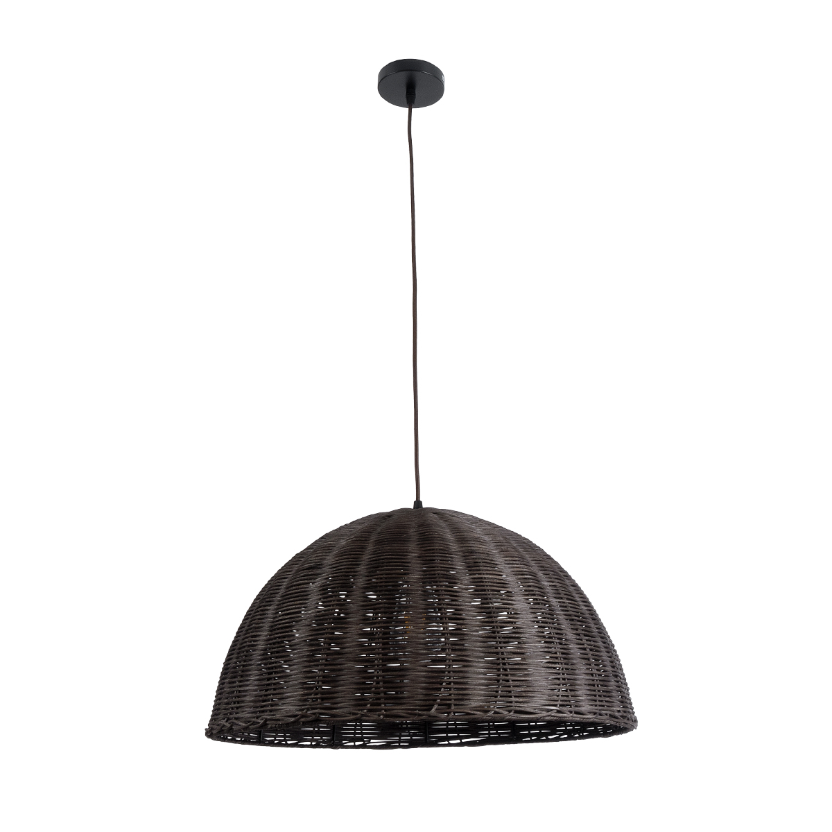 GloboStar® MONTANA 02381 Boho Κρεμαστό Φωτιστικό Καμπάνα Μονόφωτο 1 x E27 IP20 Καφέ Ξύλο - Μ50 x Π50 x Υ25cm
