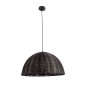 GloboStar® MONTANA 02381 Boho Κρεμαστό Φωτιστικό Καμπάνα Μονόφωτο 1 x E27 IP20 Καφέ Ξύλο - Μ50 x Π50 x Υ25cm