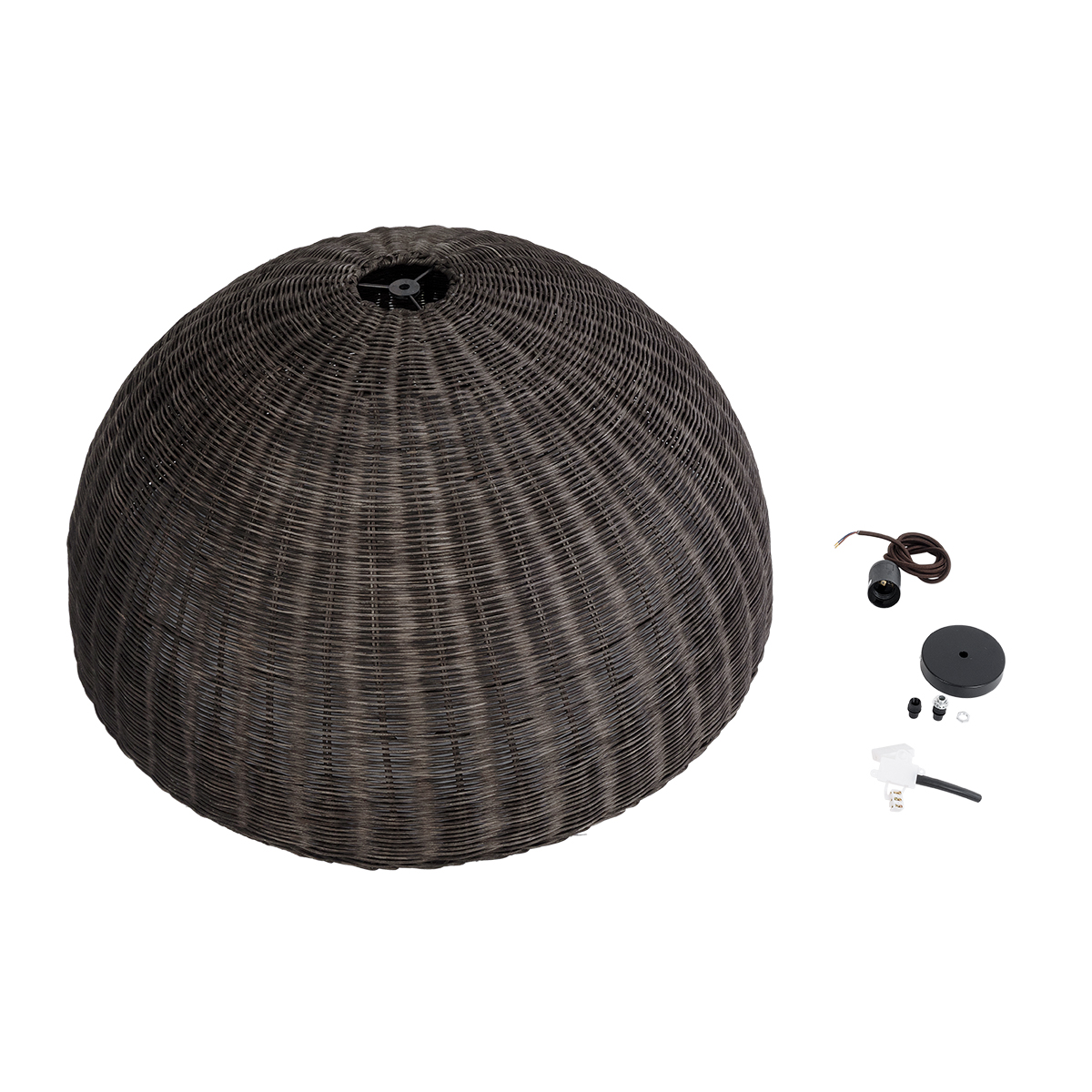 GloboStar® MONTANA 02382 Boho Κρεμαστό Φωτιστικό Καμπάνα Μονόφωτο 1 x E27 IP20 Καφέ Ξύλο - Μ80 x Π80 x Υ40cm