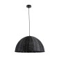 GloboStar® MONTANA 02383 Boho Κρεμαστό Φωτιστικό Καμπάνα Μονόφωτο 1 x E27 IP20 Μαύρο Ξύλο - Μ50 x Π50 x Υ25cm