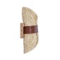 GloboStar® GUAVA 02385 Boho Επιτοίχιο Φωτιστικό Απλίκα Δίφωτο 2 x G9 IP20 Μπεζ Ξύλο με Καφέ Δέρμα - Μ11 x Π13 x Υ30cm