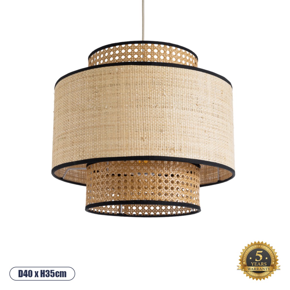 GLOBOSTAR® BRAVADO 02386 Boho Κρεμαστό Φωτιστικό Οροφής με Ντουί 1 x E27 AC 220-240V IP20 - Μπεζ- Μ40 x Π40 x Υ35cm