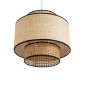 GloboStar® BRAVADO 02386 Boho Κρεμαστό Φωτιστικό Πλέγμα Μονόφωτο 1 x E27 IP20 Καφέ & Μπεζ Ξύλο - Μ40 x Π40 x Υ35cm