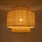 GloboStar® BRAVADO 02387 Boho Κρεμαστό Φωτιστικό Πλέγμα Μονόφωτο 1 x E27 IP20 Καφέ & Μπεζ Ξύλο - Μ70 x Π70 x Υ58cm