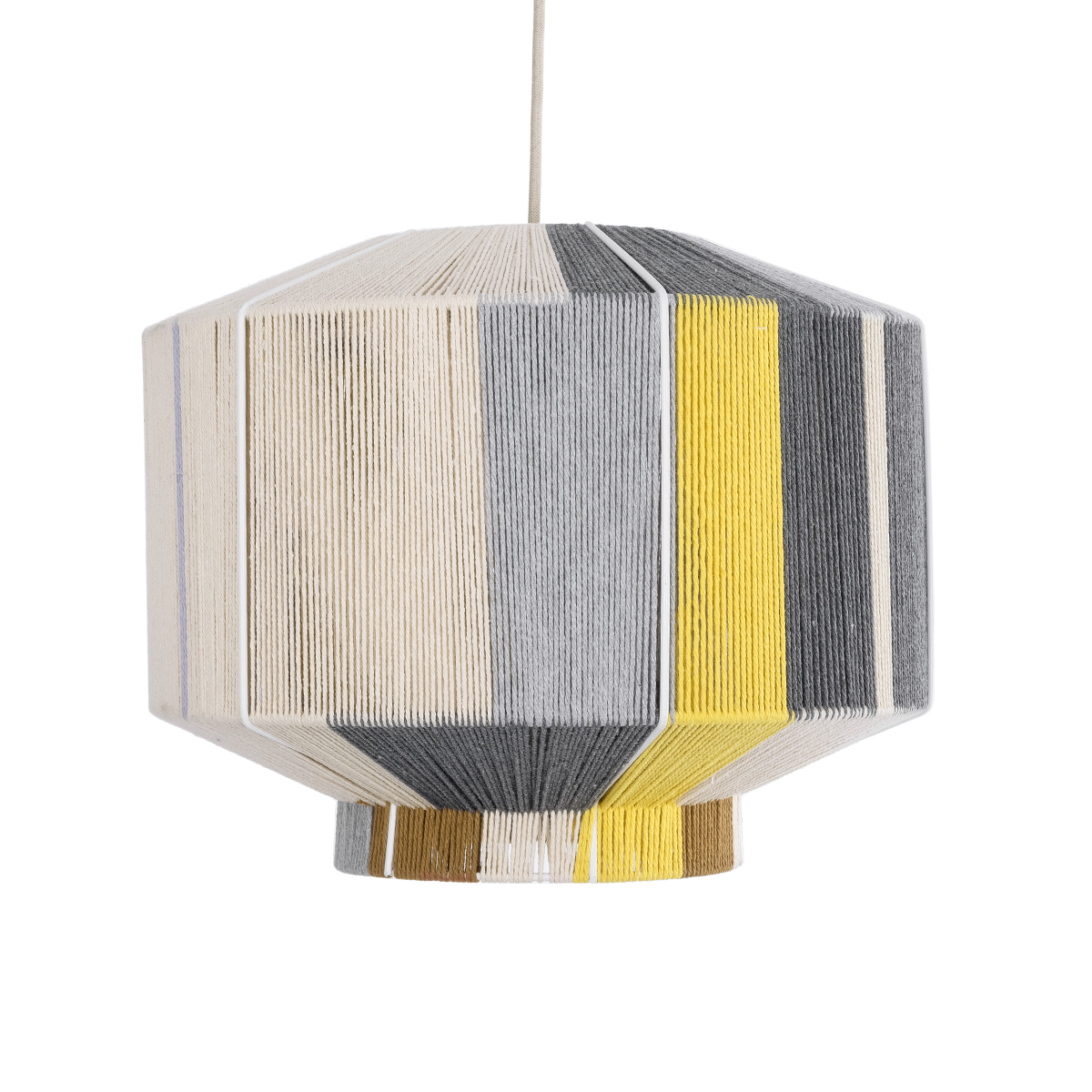GloboStar® SALERNO 02388 Boho Κρεμαστό Φωτιστικό Καπέλο Μονόφωτο 1 x E27 IP20 Πολύχρωμο Σχοινί - Μ40 x Π40 x Υ35cm