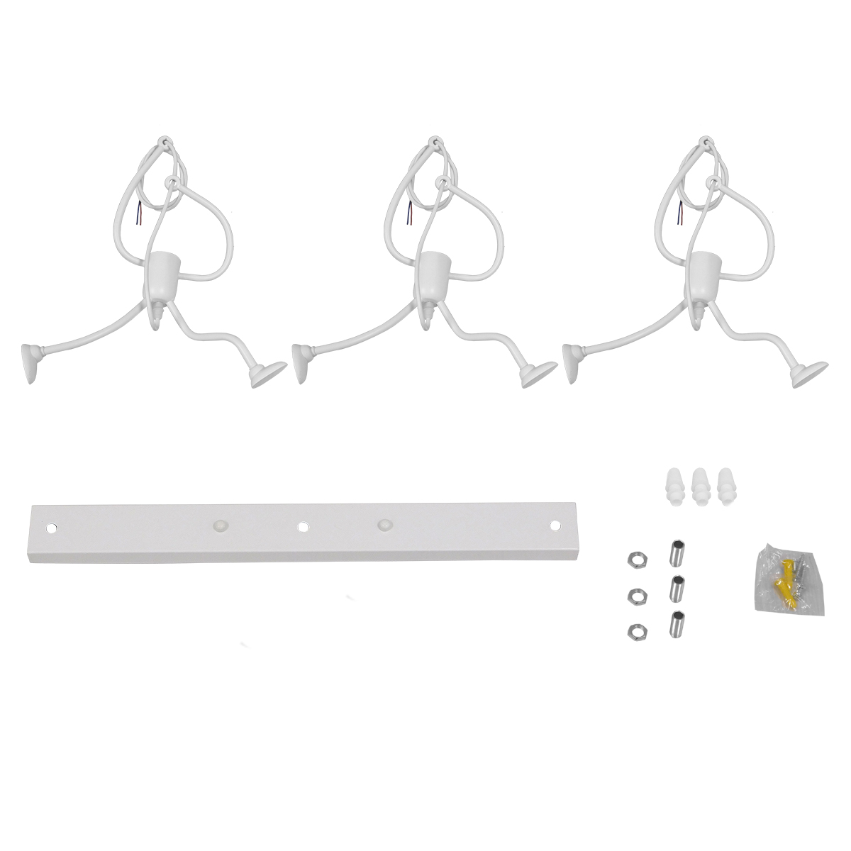 GloboStar® FIGURE 10000981 Παιδικό Κρεμαστό Φωτιστικό Ράγα Τρίφωτο 3 x E27 IP20 Λευκό Μέταλλο - Μ70 x Π10 x Υ105cm