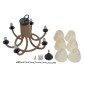 GloboStar® VERONE 10001020 Vintage Κρεμαστό Φωτιστικό Πλέγμα Πολύφωτο 6 x E14 IP20 Μαύρο Μέταλλο με Μπεζ Σχοινί - Μ65 x Π65 x Υ45cm