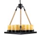 GloboStar® DOME 10001021 Vintage Κρεμαστό Φωτιστικό Ανάρτηση Πολύφωτο 9 x E27 Μαύρο Μέταλλο με Μπεζ Σχοινί - Μ68 x Π60 x Υ50cm
